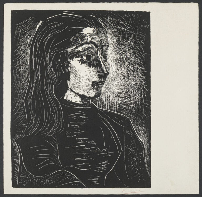 Pablo PICASSO (1881-1973) d'après - Jacqueline de profil à droite, 1958 - Sérig…