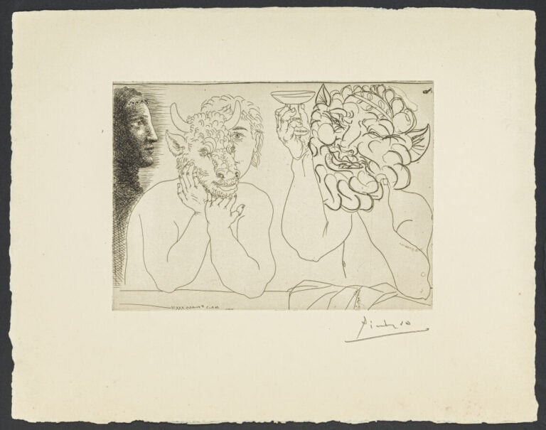 Pablo PICASSO (1881-1973) - Jeune homme au masque de taureau, faune et profil d…