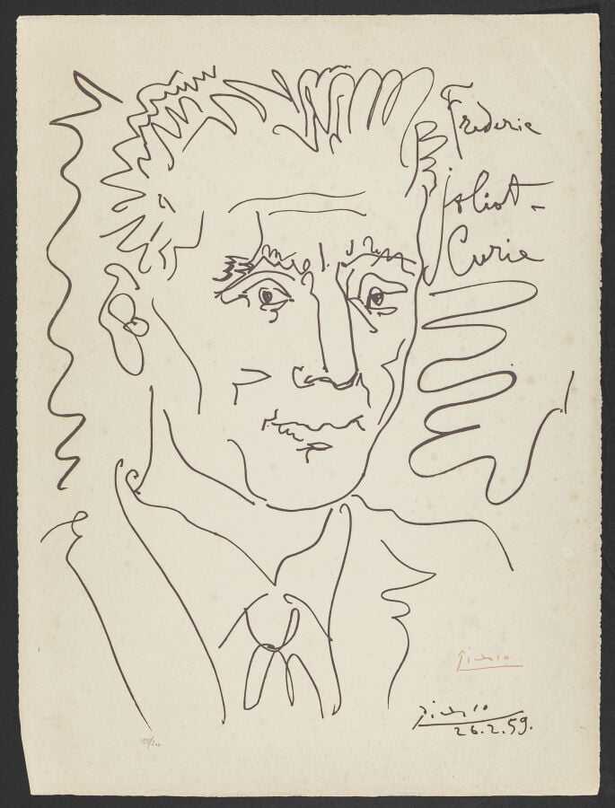 Pablo PICASSO (1881-1973) - Portrait de Frédéric Joliot-Curie, 26/2/1959 - Lith…