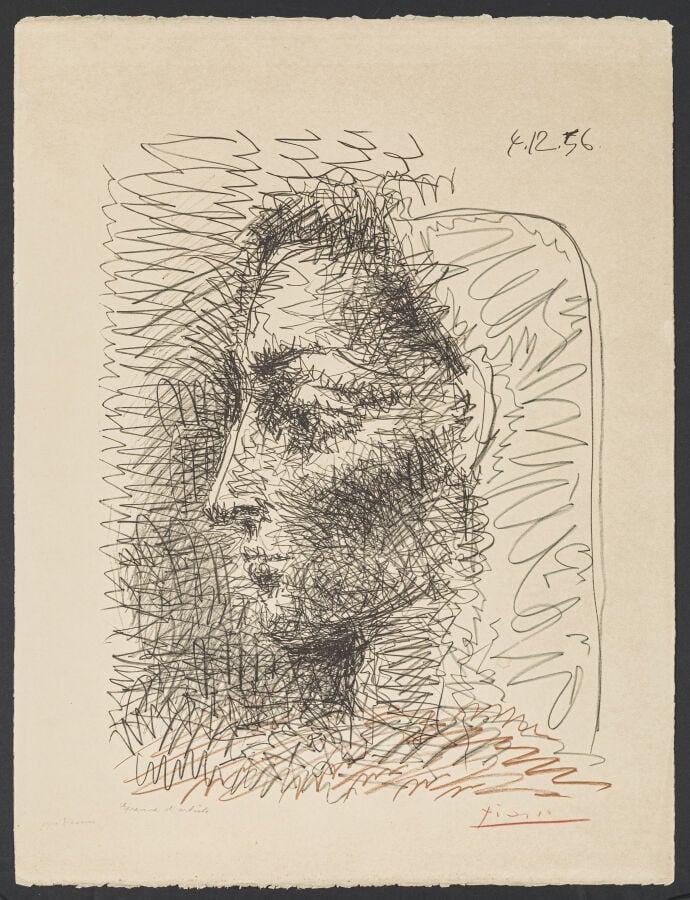 Pablo PICASSO (1881-1973) - Portrait de Jacqueline, 1956. - Lithographie offset…