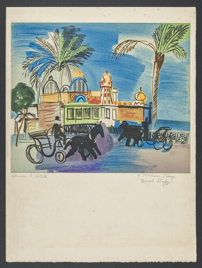 Raoul DUFY (1877-1953) d'après - Promenade des Anglais à Nice. - Lithographie e…