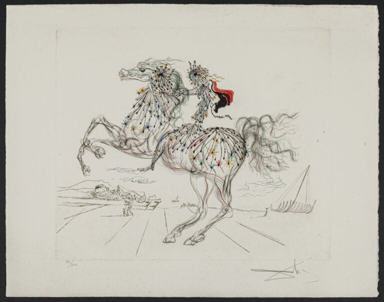 Salvador DALI (1904-1989) d'après - La chevauchée - Pointe sèche et eau-forte e…