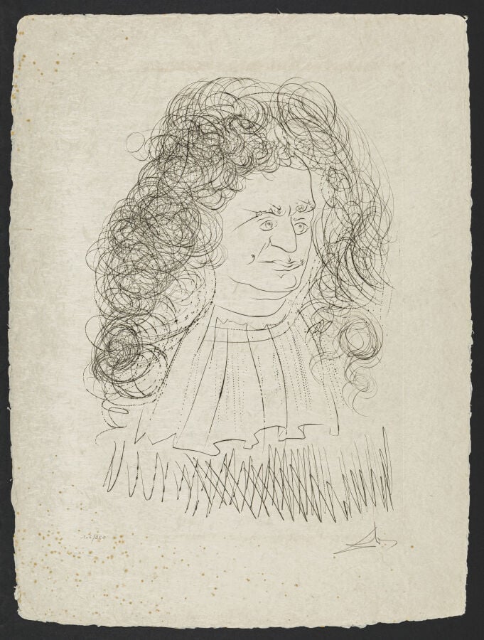 Salvador DALI (1904-1989) - Le portrait de Jean de La Fontaine, 1974 - Pointe s…