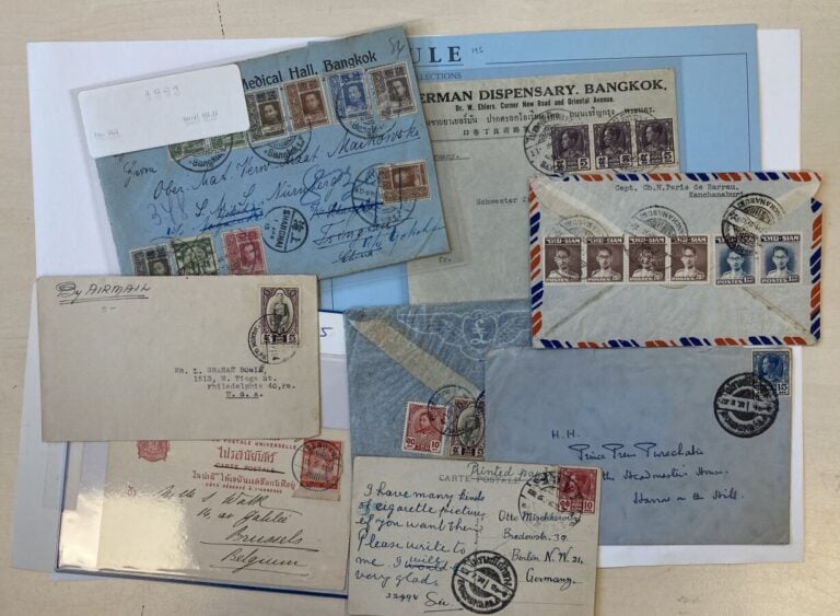 Siam et Thaïlande plus de 30 lettres et documents avec quelques fiscaux et affr…