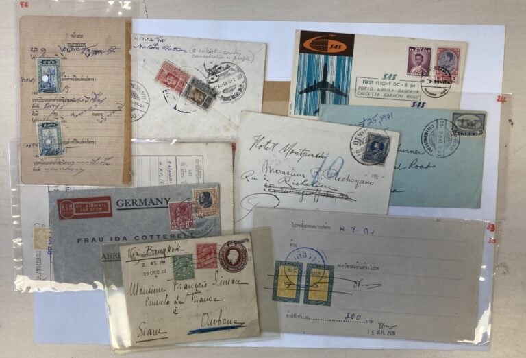 Siam et Thaïlande plus de 30 lettres et documents avec quelques fiscaux et affr…