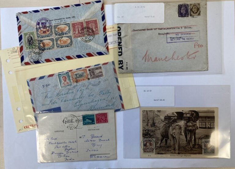 Siam et Thaïlande plus de 30 lettres et documents avec quelques fiscaux et affr…