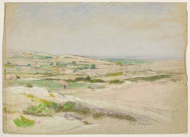Théophile MAYAN (1860-1937) - Paysage d'Eygalières, 1905 - Pastel sur papier, s…