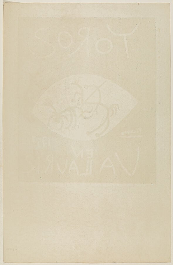 Toros en Vallauris, 1957 - Linogravure sur vélin, signée au crayon bleu et numé…