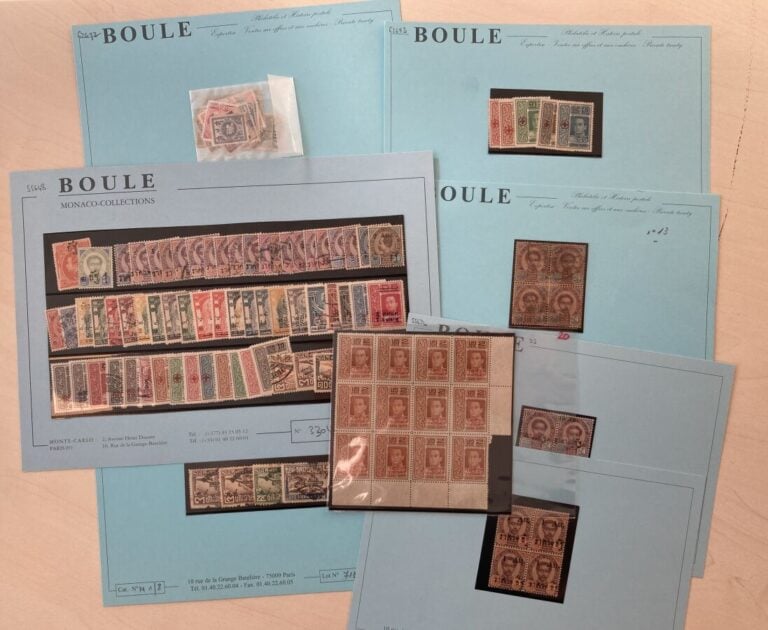 Un lot de timbres du Siam neufs et oblitérés présentés sur plaquettes de ventes…