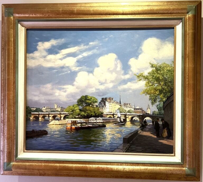 A. MICHEL - Les quais de seine - Huile sur toile signée en bas à droite. - 46,5…