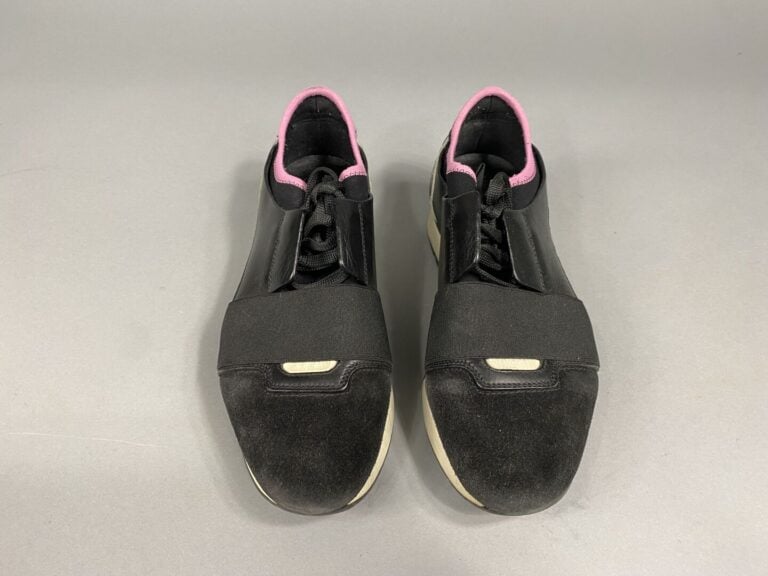 BALENCIAGA - Basket en daim, tissu et cuir lisse noir - Pointure 38 - (bon état…