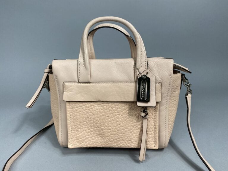 COACH - Sac en cuir rose blush, double poignée, bandoulière amovible en cuir co…