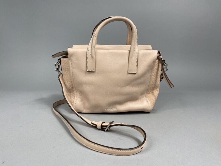 COACH - Sac en cuir rose blush, double poignée, bandoulière amovible en cuir co…