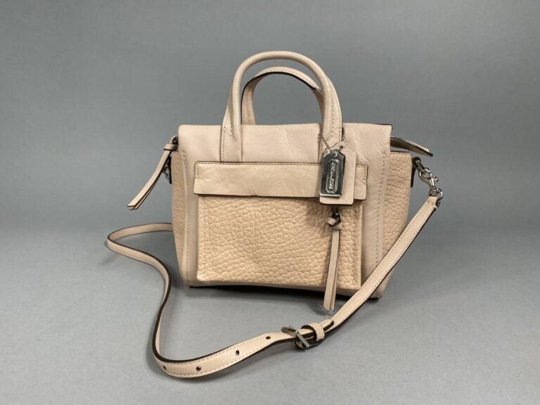 COACH - Sac en cuir rose blush, double poignée, bandoulière amovible en cuir co…