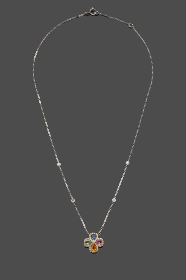 COLLIER en or gris et or jaune (750‰) composé d'une chaînette parsemée de diama…