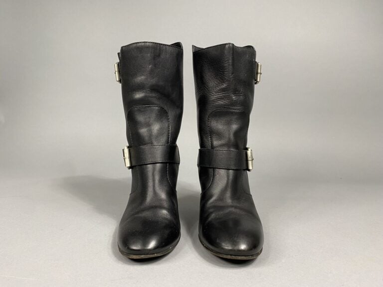 GIUSEPPE ZANOTTI - Bottines en cuir lisse noir à double boucle en métal argenté…