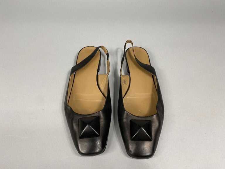 HERMÈS - Slingback en cuir noir - Pointure 41 - (Très bon état)