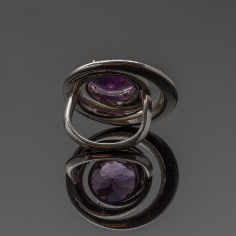 LORENZ BÄUMER - Importante BAGUE circulaire modèle "Luna" en or gris (750‰) ajo…