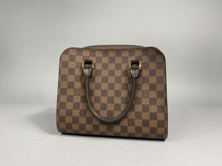 LOUIS VUITTON - Sac « Triana » en toile damier ébène et cuir taïga chocolat, do…