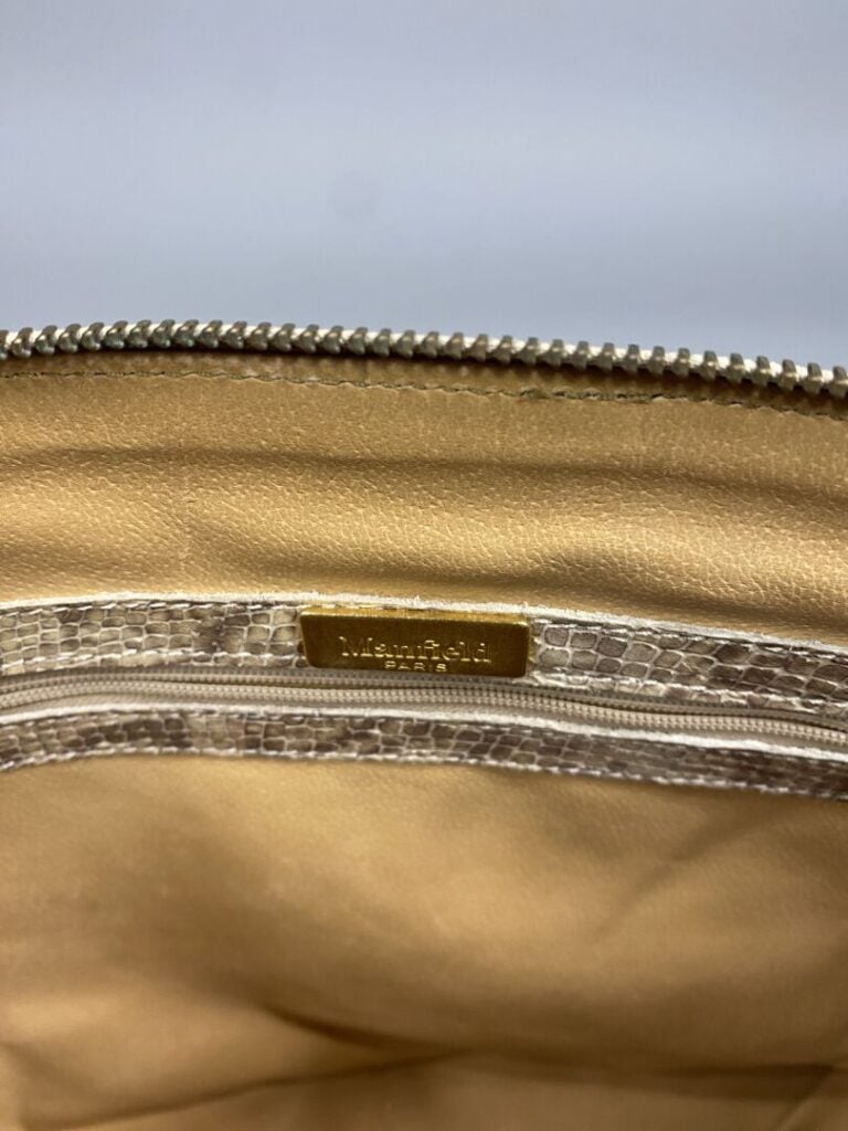 MANFIELD - Sac porté épaule en cuir façon serpent , double anse, fermeture à gl…