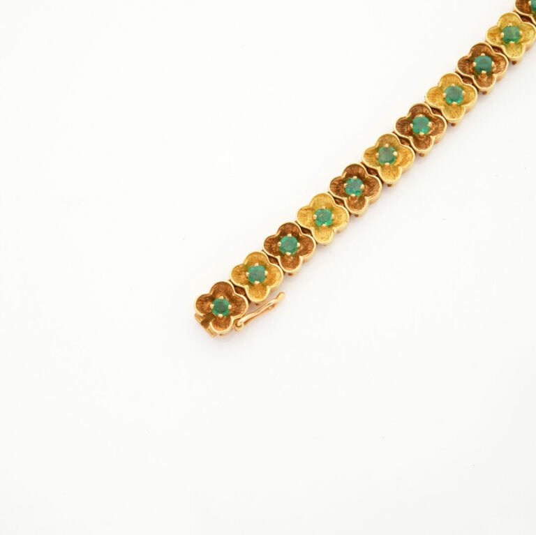 Michele MORGAN (1920-2016) - BRACELET "fleurettes" articulé en or jaune et or r…
