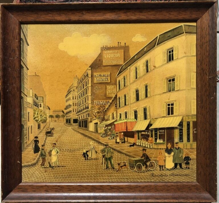 Micheline Rodolphe ROUSSEAU - Rue de Paris, devant l'épicerie Maison Roland - H…