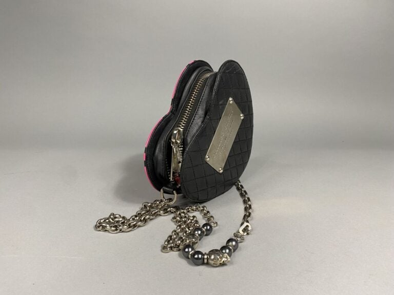 PHILIPP PLEIN - Sac cuir édition limitée en cuir rose fluo et cuir matelassé no…