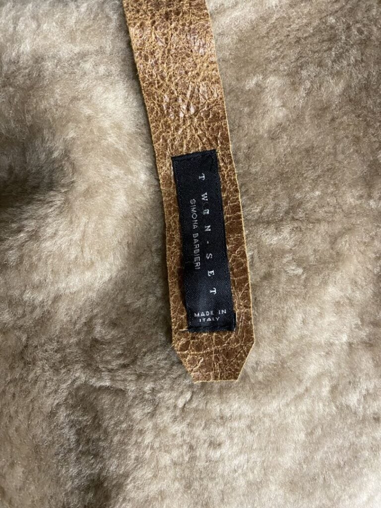 TWIN SET Simona Barbieri - Veste perfecto façon peau lainée shearling noisette,…