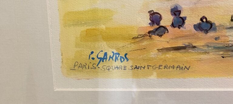 Catherine GARROS (née en 1954) - Square Saint Germain, Paris - Aquarelle - Sign…