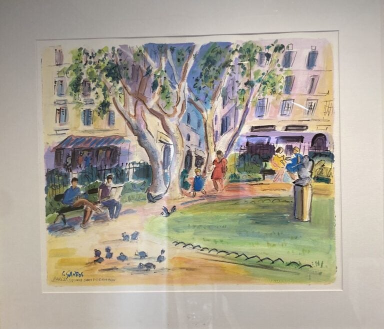 Catherine GARROS (née en 1954) - Square Saint Germain, Paris - Aquarelle - Sign…