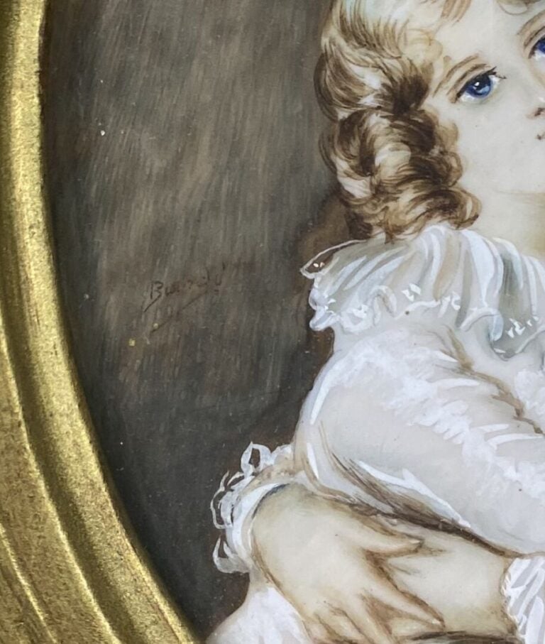 Ecole dans le goût du XVIIIe siècle - Miniature représentant deux jeunes femmes…