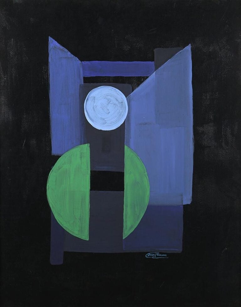 Ecole du XXe siècle - Composition sur fond noir - Huile sur toile - Porte une s…