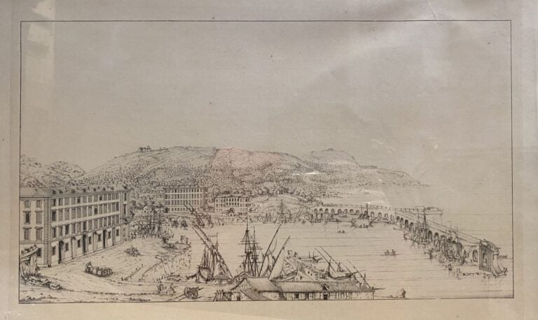 Ecole du XXe siècle - Vue du port de Nice - Aquarelle - Porte une signature en…