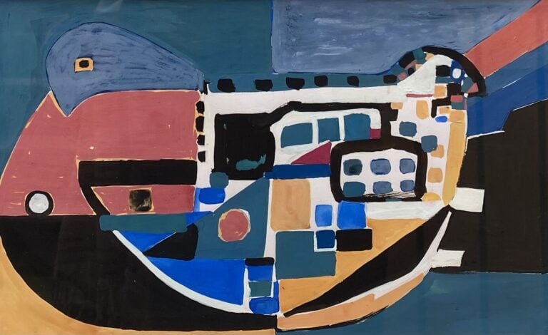 Ecole XXe siècle - Composition abstraite figurant un oiseau - Gouache sur papie…
