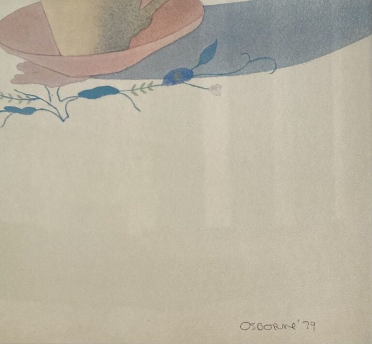 Elizabeth OSBORNE (1936) - Still life with a cat - Estampe - Signée en bas à dr…