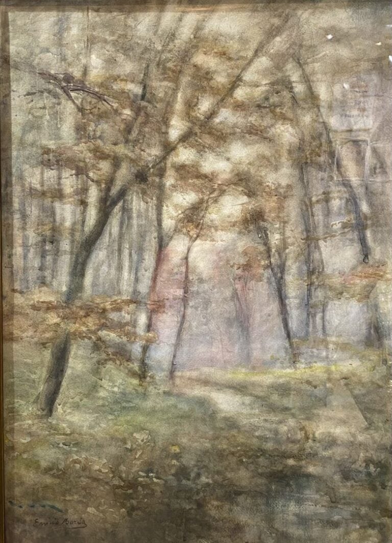 Emilio BORSA (1857-1931) - Sous-bois - Aquarelle sur carton - Signé en bas à ga…