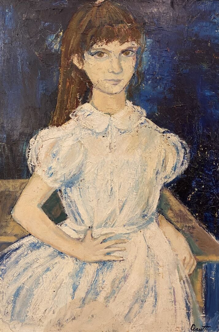 Ensemble de quatre portraits dont un pastel, huiles sur toile, huile sur isorel…