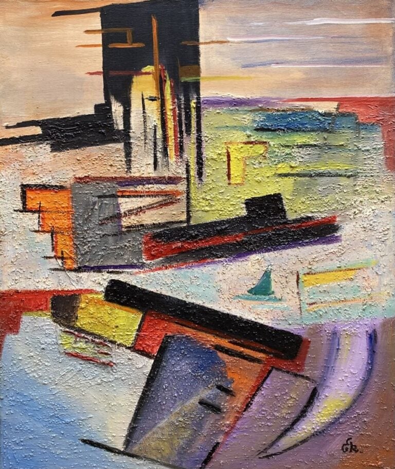 Gérard GAILLARD ROMEUF - Couleurs d'automne - Technique mixte sur toile - Monog…