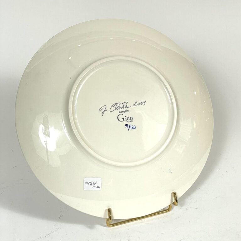 GIEN - 4 ASSIETTES émaillées polychrome d'après Jean CLERTE.Modèle "Bengale", 2…