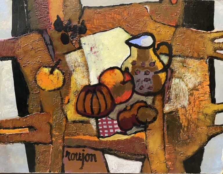 Guy ROUJON (1912-1991) - Nature morte aux fruits - Huile sur papier marouflé -…