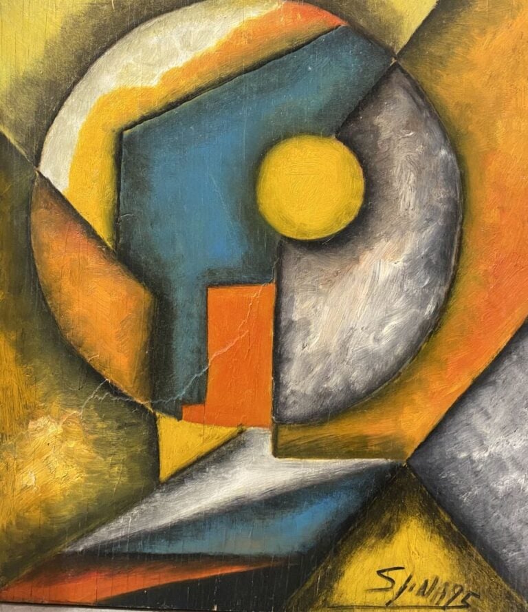 Jean Charles SPINA - "Visiome" - Huile sur panneau de bois - Signé en bas à dro…