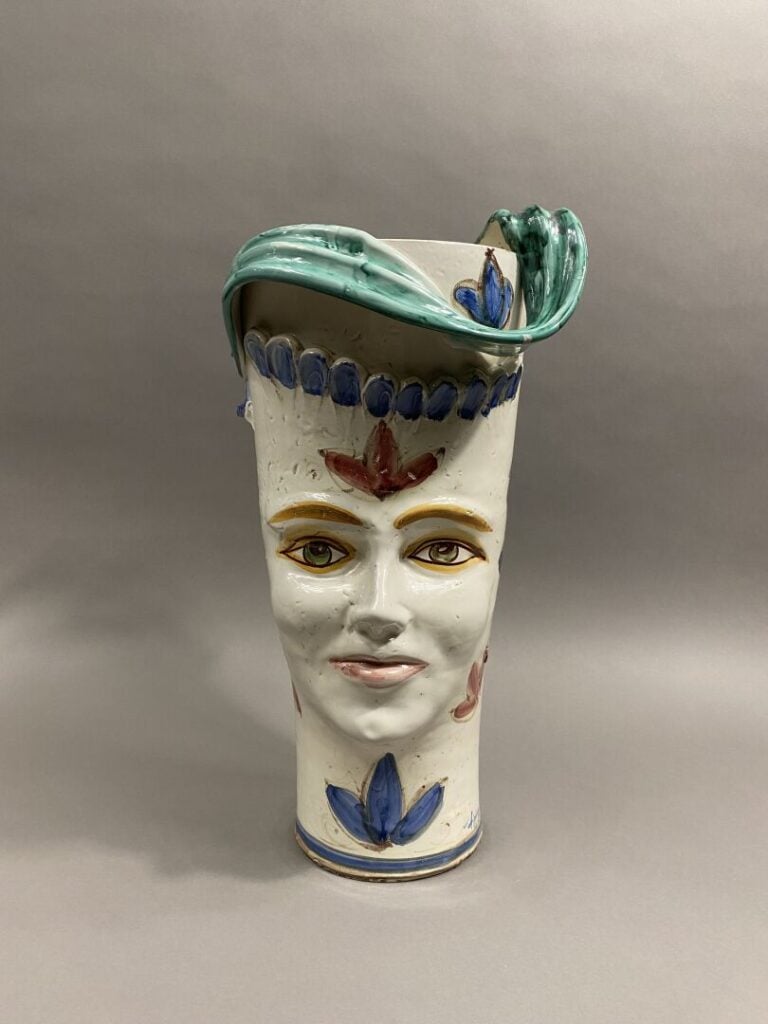 Antonio PISCITELLO (XXe) - Important vase en terre cuite émaillée polychrome fi…