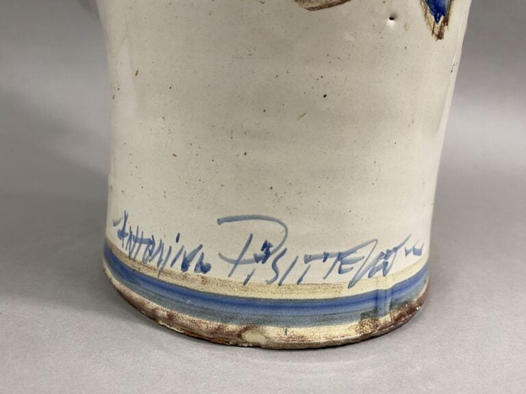 Antonio PISCITELLO (XXe) - Important vase en terre cuite émaillée polychrome fi…