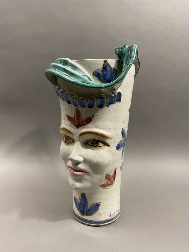 Antonio PISCITELLO (XXe) - Important vase en terre cuite émaillée polychrome fi…