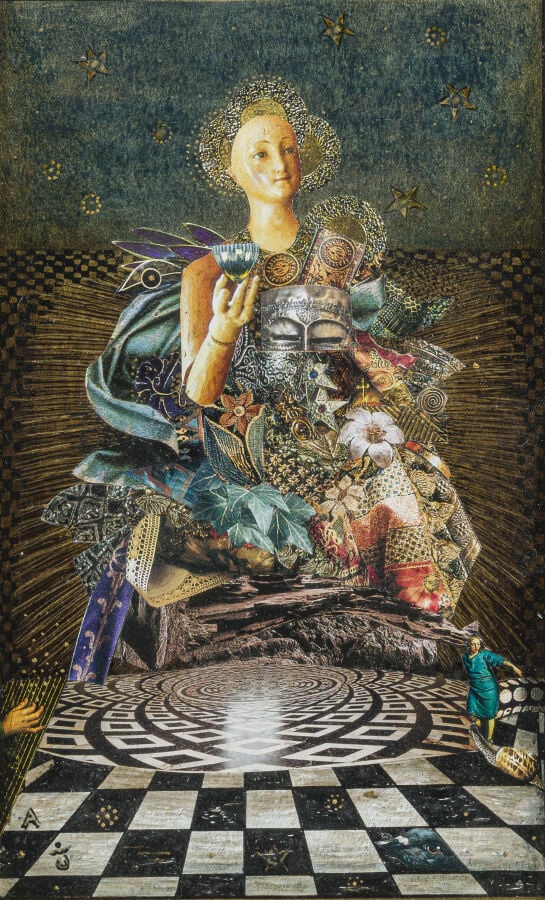 Aude JESSEMIN (1937-) - Offrande, 1993 - Collage et encre, monogrammé en bas à…
