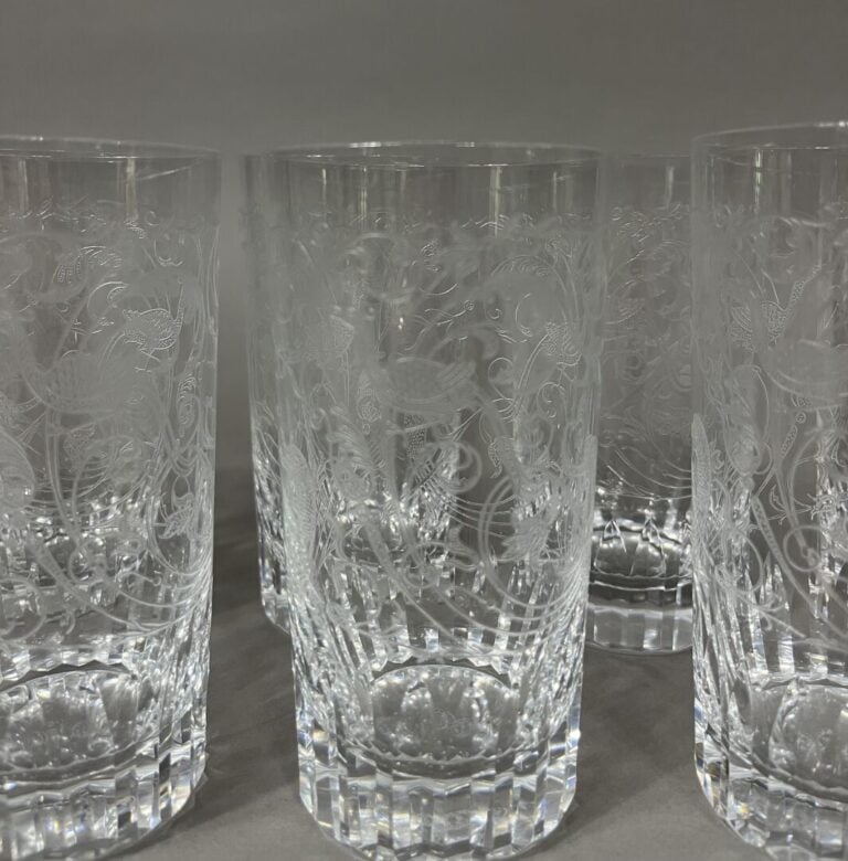 BACCARAT - Partie de service à orangeade comprenant 10 verres en verre taillé e…