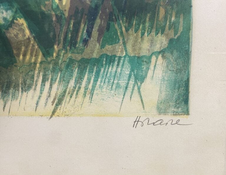 Camille HILAIRE (1916-2004) - Paysage de ferme - Lithographie couleurs - Signée…