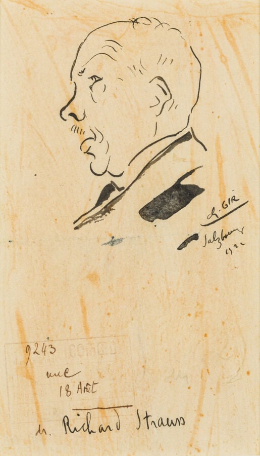 Charles GIR (1883-1941) - Portrait de Richard Strauss, 1922 - Encre sur papier,…