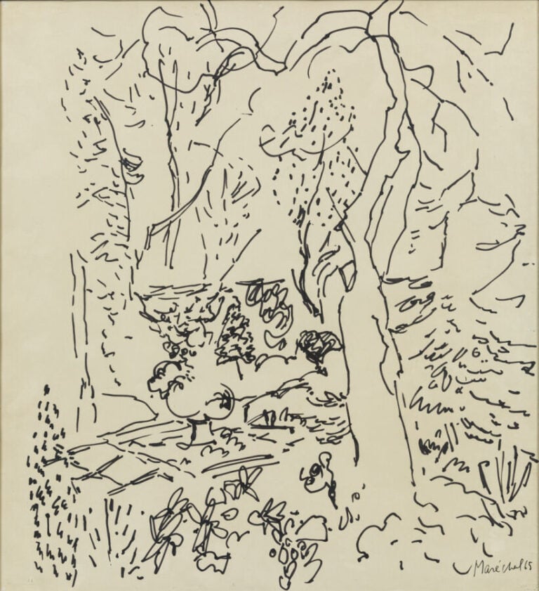 Claude MARECHAL (1925-2009) - Le jardin, 1965 - Encre sur papier, signée et dat…
