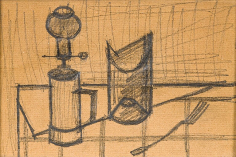 Dans le goût de Bernard BUFFET - La lampe à huile, - Crayon sur papier - 10 x 1…
